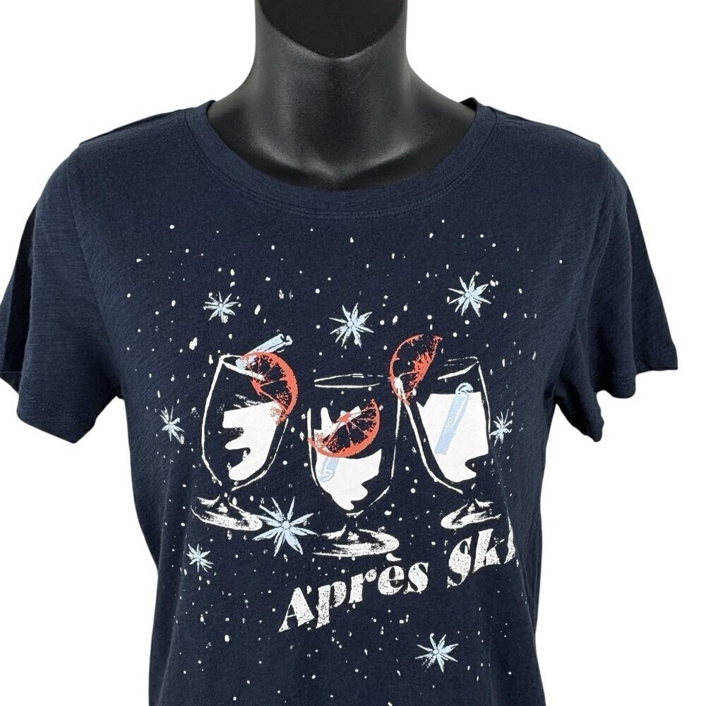 J. Crew Apres Ski After Ski Time Drinks Party Short Sleeve T Navy Women’s S